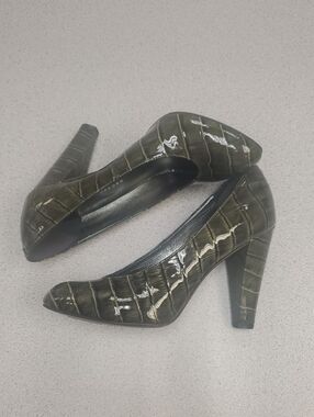 Marc by Marc Jacobs Olive Croc-Embossed Pointed Toe High Heels